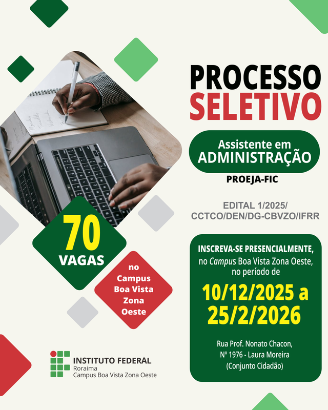 Divulgação do seletivo do Proeja/CBVZO
