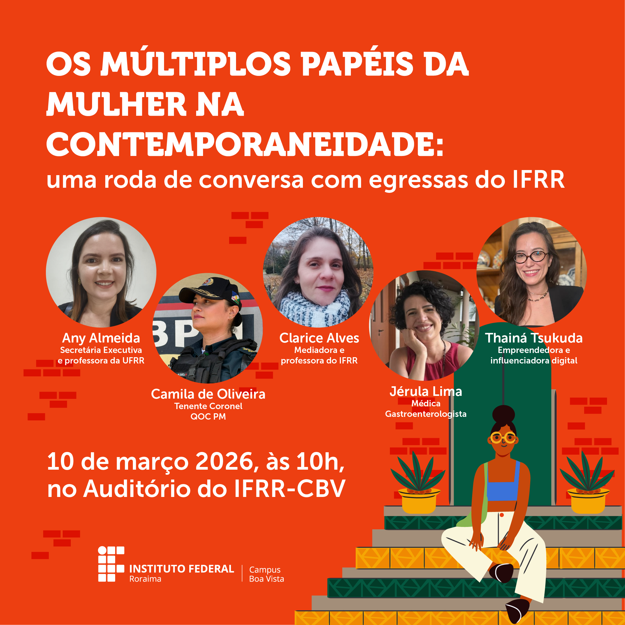 Card_Roda_de_Conversa com egressas do IFRR sobre múltiplos papeis da mulher