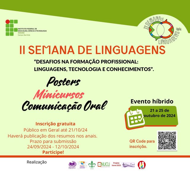 Evento ocorre no Campus Boa Vista, de 21 a 25 de outubro