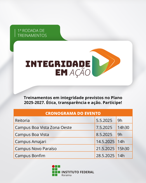 Integridade em ação 1ª edição_cronograma