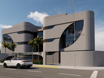 Imagem Projeto/DETEO/IFRR - Fachada prédio da Reitoria pela Rua Major Manoel Corrêa