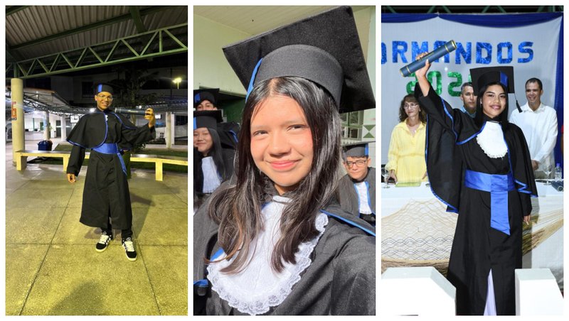 Formandos aprovados Rennery, Maria Clara e Yorgelis