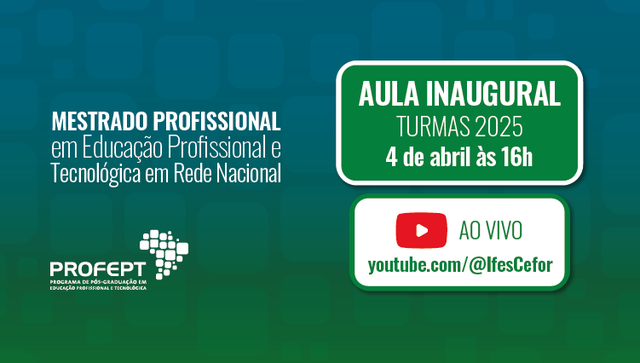 Aula inaugural será transmitida via YouTube, às 16 horas (horário de Brasília)