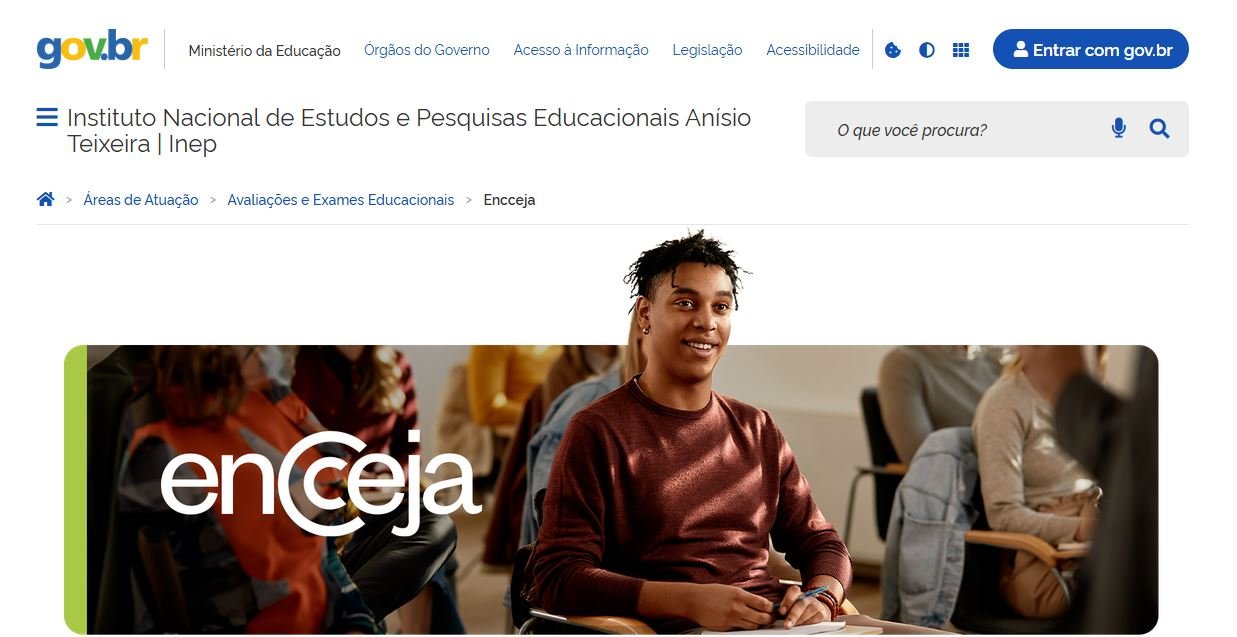 Capa da página do Encceja